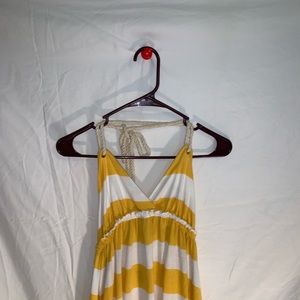Backless rope halter yellow sun dress maxi dress